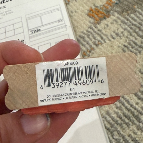 Lot of 2 scrapbook supplies neutral card stock paper & wood thank you stamp - Picture 15 of 15